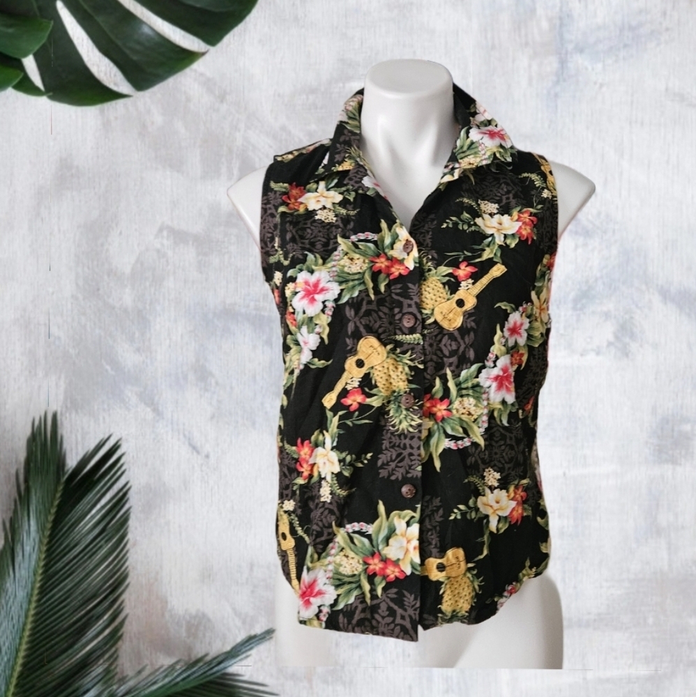 Island Wear Hawaiian Sleeveless Button Down Shirts